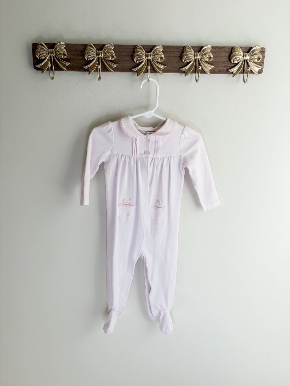 Ralph Lauren girls size 9 months Light Pink Cotton Footed One piece Pima cotton